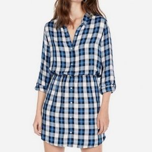 Express blue and white plaid dress